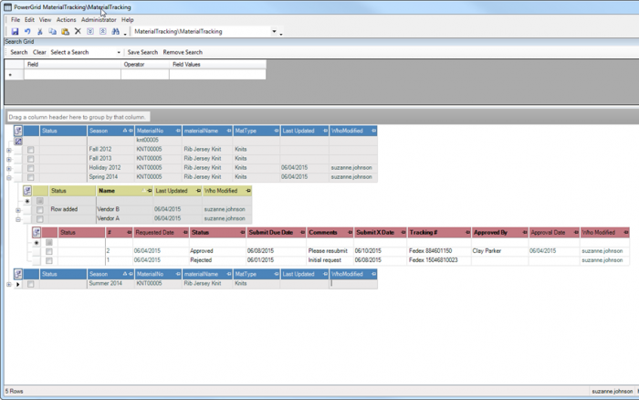 Material Tracking